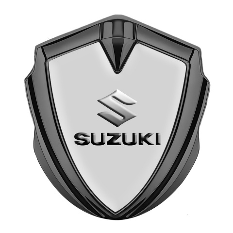 Suzuki Metal Emblem Self Adhesive Graphite Grey Base Emboss Effect