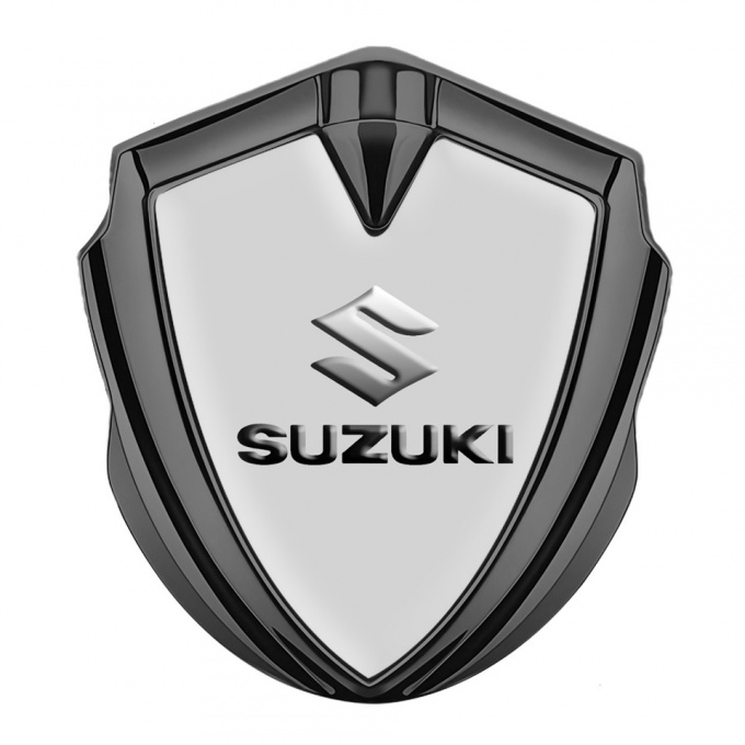 Suzuki Metal Emblem Self Adhesive Graphite Grey Base Emboss Effect