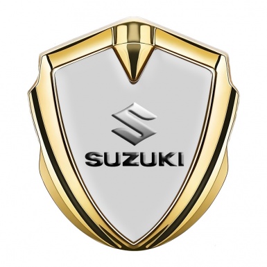 Suzuki Metal Emblem Self Adhesive Gold Grey Base Emboss Effect