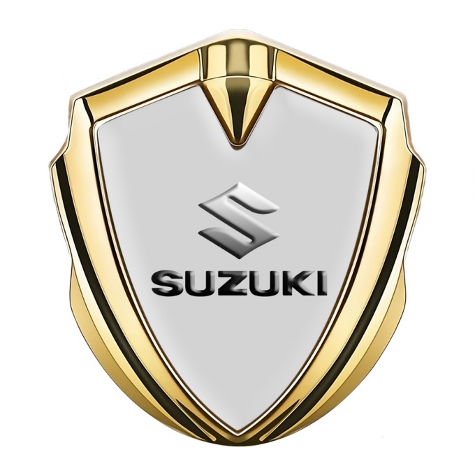 Suzuki Metal Emblem Self Adhesive Gold Grey Base Emboss Effect