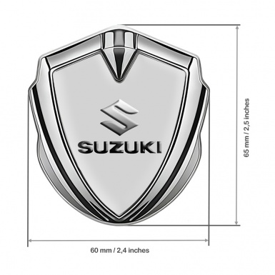 Suzuki Metal Emblem Self Adhesive Silver Grey Base Emboss Effect