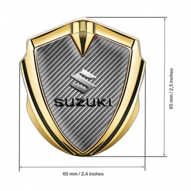 Suzuki Fender Emblem Badge Gold Light Carbon Emboss Logo Effect