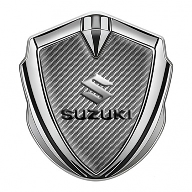 Suzuki Fender Emblem Badge Silver Light Carbon Emboss Logo Effect