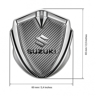 Suzuki Fender Emblem Badge Silver Light Carbon Emboss Logo Effect