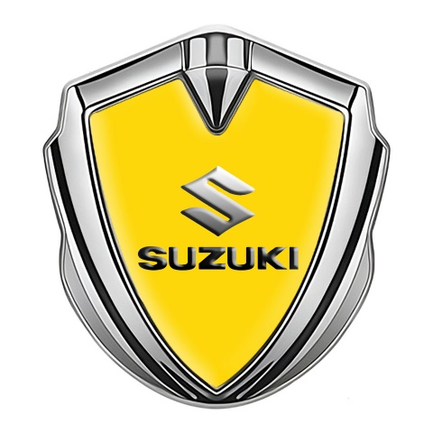 Suzuki Emblem Self Adhesive Silver Yellow Base Emboss Logo Effect