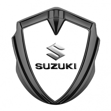 Suzuki Domed Emblem Badge Graphite Pure White Emboss Logo Effect
