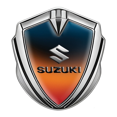 Suzuki Emblem Ornament Silver Color Gradient Emboss Logo Effect