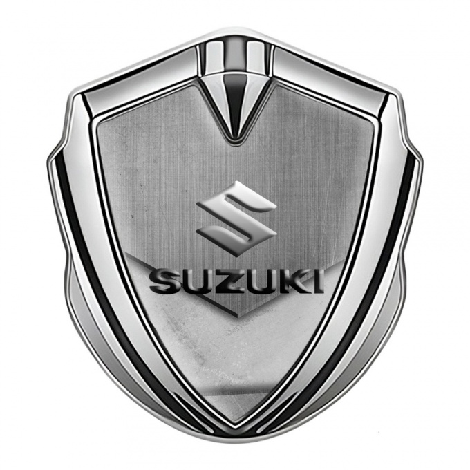 Suzuki Bodyside Domed Emblem Silver Tarmac Texture Emboss Logo Effect