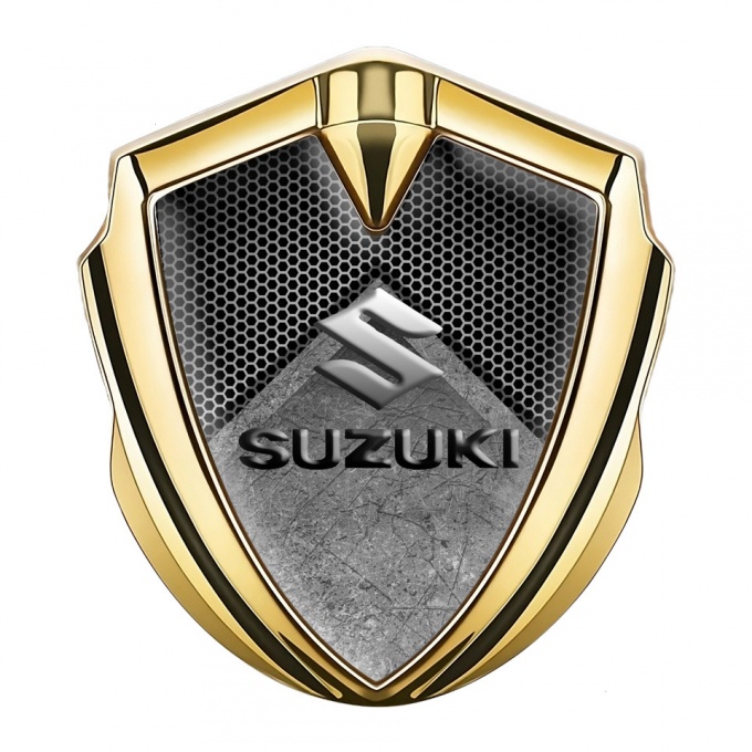 Suzuki 3d Emblem Badge Gold Stone Texture Emboss Logo Effect