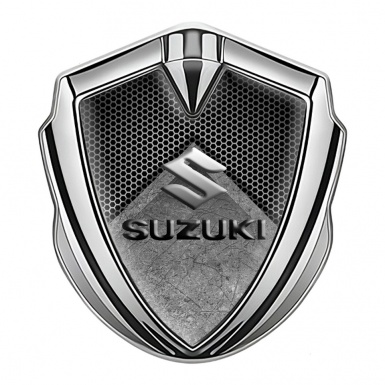 Suzuki 3d Emblem Badge Silver Stone Texture Emboss Logo Effect