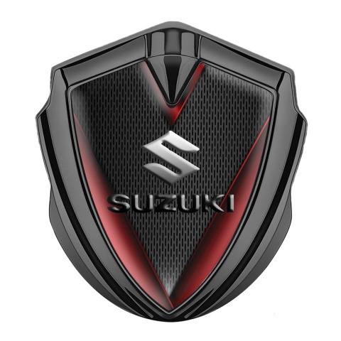 Suzuki Silicon Emblem Badge Graphite Red Wings Emboss Logo Effect