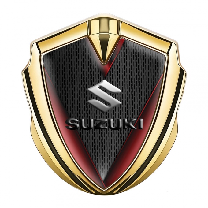 Suzuki Silicon Emblem Badge Gold Red Wings Emboss Logo Effect