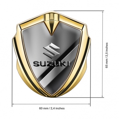Suzuki Emblem Car Badge Gold Polished Steel Emboss Logo Effect