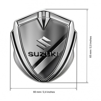 Suzuki Emblem Car Badge Silver Polished Steel Emboss Logo Effect