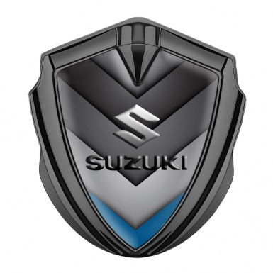 Suzuki Emblem Silicon Badge Graphite Blue Point Emboss Logo Effect