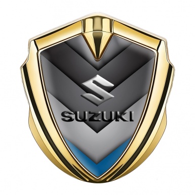 Suzuki Emblem Silicon Badge Gold Blue Point Emboss Logo Effect