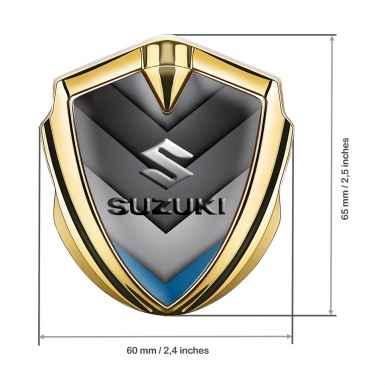 Suzuki Emblem Silicon Badge Gold Blue Point Emboss Logo Effect