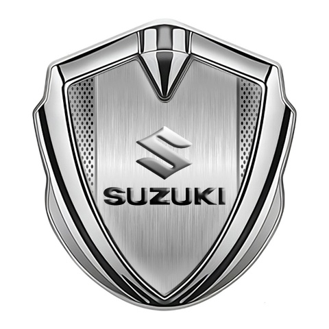 Suzuki Emblem Badge Self Adhesive Silver Metal Sheet Emboss Logo Effect