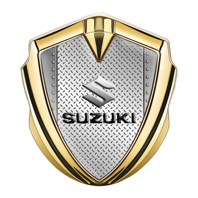 Suzuki Emblem Fender Badge Gold Treadplate Emboss Logo Effect