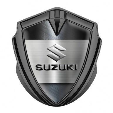 Suzuki Metal Emblem Self Adhesive Graphite Brushed Plate Emboss Effect