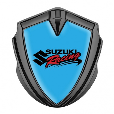 Suzuki Fender Emblem Badge Graphite Sky Blue Racing Logo Edition