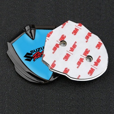 Suzuki Fender Emblem Badge Graphite Sky Blue Racing Logo Edition