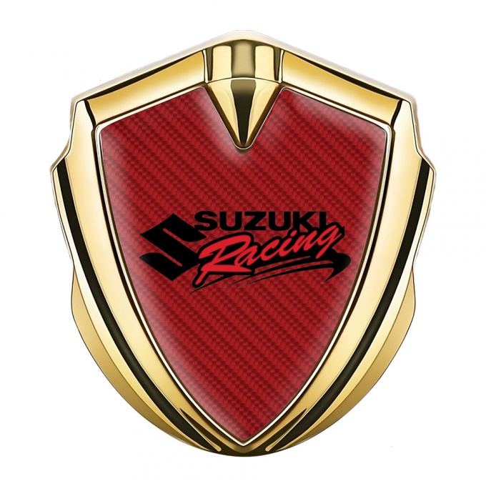 Suzuki Emblem Trunk Badge Gold Red Carbon Racing Logo Edition