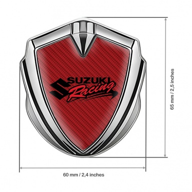 Suzuki Emblem Trunk Badge Silver Red Carbon Racing Logo Edition