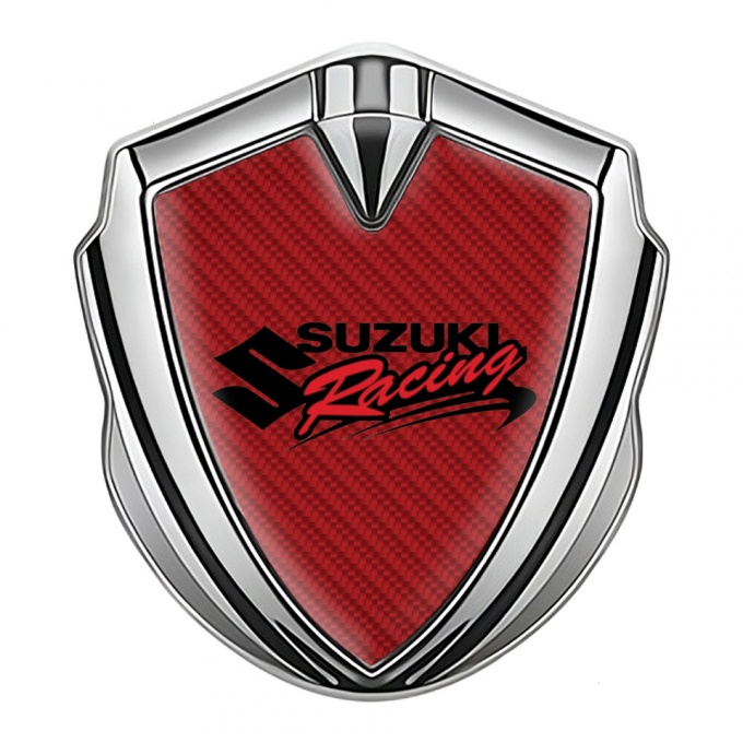 Suzuki Emblem Trunk Badge Silver Red Carbon Racing Logo Edition