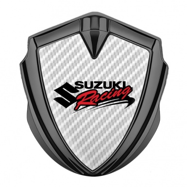 Suzuki Emblem Self Adhesive Graphite White Carbon Racing Logo Edition
