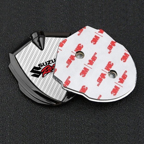 Suzuki Emblem Self Adhesive Graphite White Carbon Racing Logo Edition