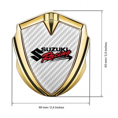 Suzuki Emblem Self Adhesive Gold White Carbon Racing Logo Edition