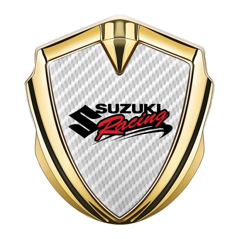 Suzuki Emblem Self Adhesive Gold White Carbon Racing Logo Edition
