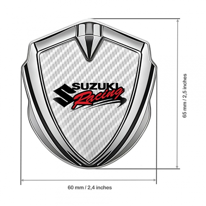 Suzuki Emblem Self Adhesive Silver White Carbon Racing Logo Edition ...