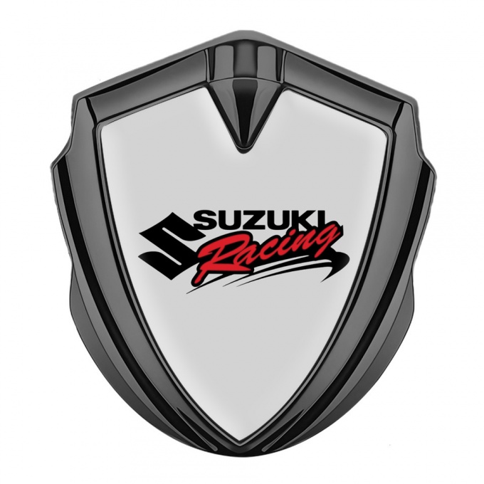 Suzuki Metal Emblem Badge Graphite Grey Fill Racing Logo Edition