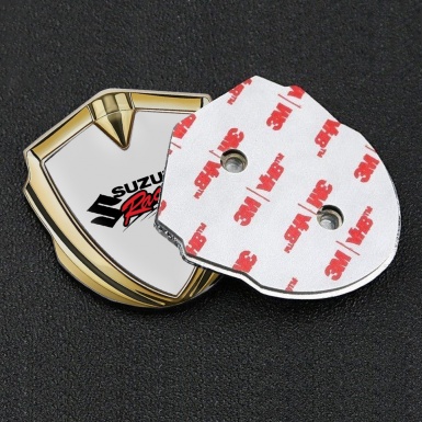 Suzuki Metal Emblem Badge Gold Grey Fill Racing Logo Edition