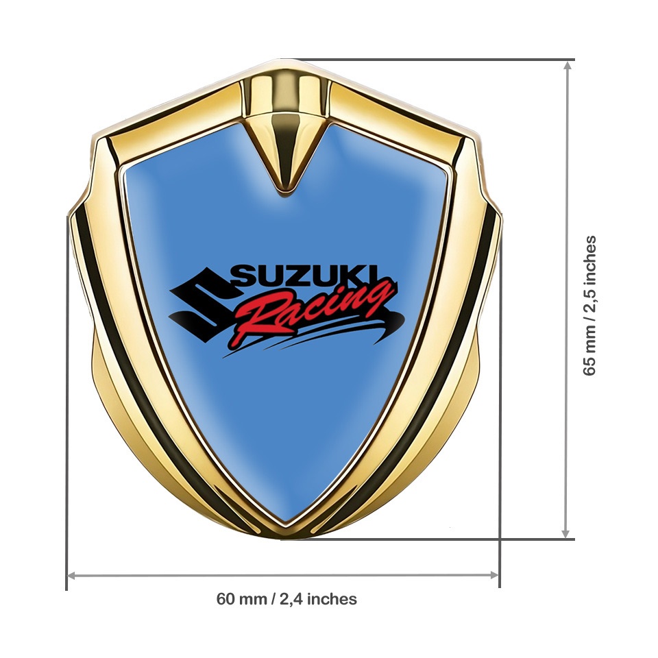Suzuki Domed Emblem Badge Gold Glacial Blue Fill Racing Logo Design ...