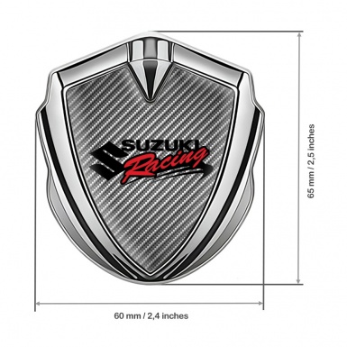 Suzuki Emblem Ornament Silver Light Carbon Racing Logo Design