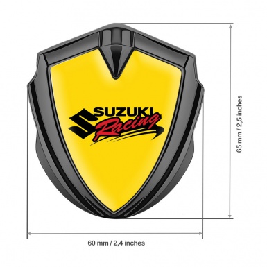 Suzuki Bodyside Domed Emblem Graphite Yellow Base Racing Logo Design