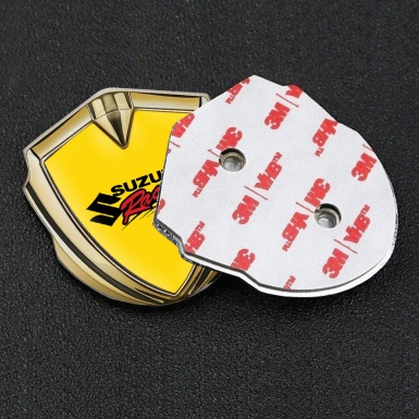 Suzuki Bodyside Domed Emblem Gold Yellow Base Racing Logo Design