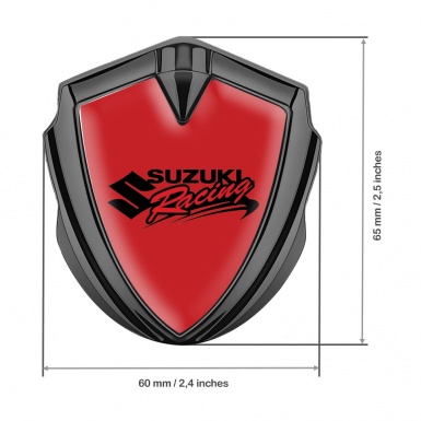 Suzuki Emblem Metal Badge Graphite Red Base Racing Logo Design