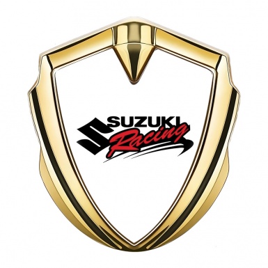 Suzuki 3d Emblem Badge Gold White Base Racing Logo Design