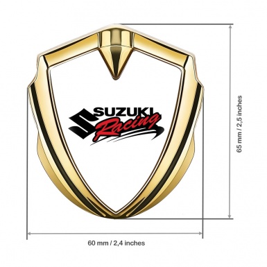 Suzuki 3d Emblem Badge Gold White Base Racing Logo Design