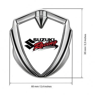 Suzuki 3d Emblem Badge Silver White Base Racing Logo Design