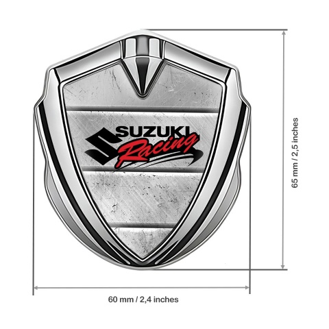 Suzuki Silicon Emblem Silver Stone Pattern Racing Logo Design