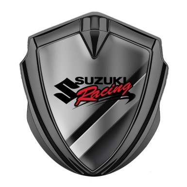 Suzuki Emblem Silicon Badge Graphite Polished Steel Racing Logo Edition
