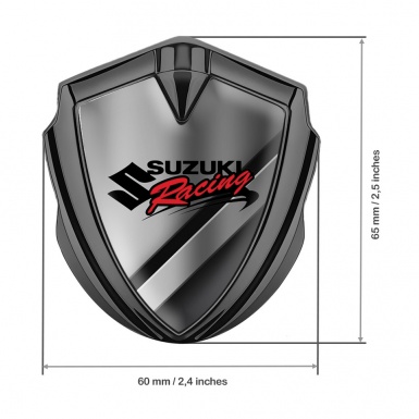 Suzuki Emblem Silicon Badge Graphite Polished Steel Racing Logo Edition