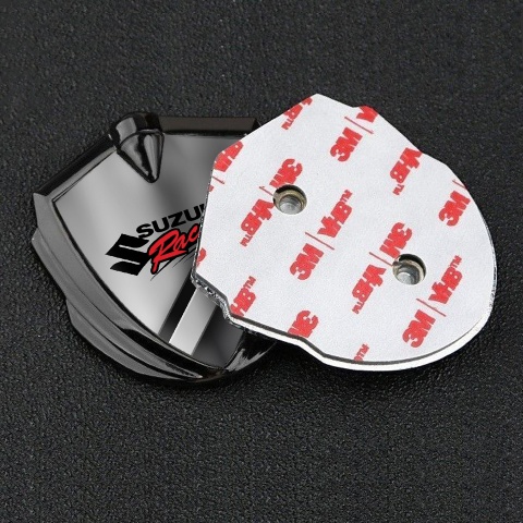 Suzuki Emblem Silicon Badge Graphite Polished Steel Racing Logo Edition