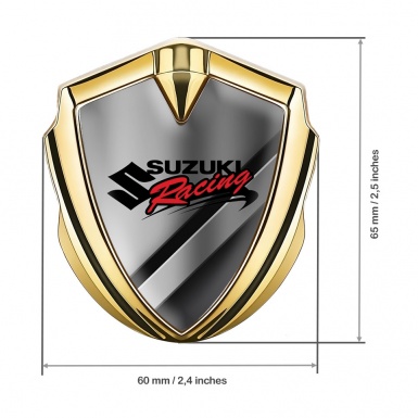 Suzuki Emblem Silicon Badge Gold Polished Steel Racing Logo Edition
