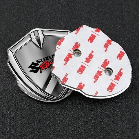 Suzuki Emblem Silicon Badge Silver Polished Steel Racing Logo Edition